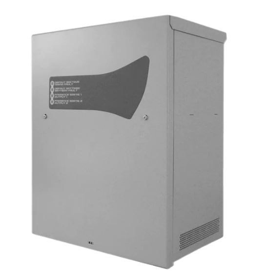 Alimentatore ausiliario switching 24V 12A completo di batterie 36 Ah.