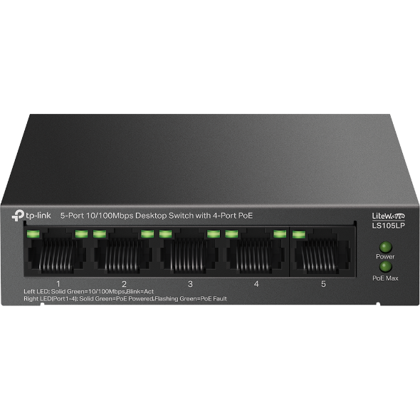 5-Port 10/100 Mbps Desktop Switch with 4-Port PoE