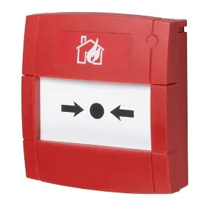 Pulsante manuale convenzionale da interno a rottura vetro.
