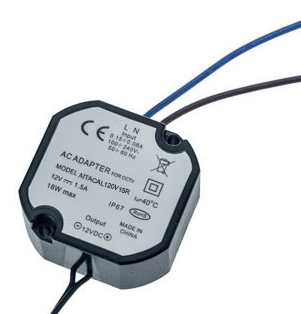 Alimentatore compatto 12Vcc 1,5A OUT in resina