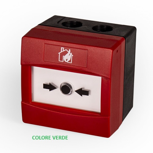 Pulsante di allarme convenzionale resettabile. Verde. IP67