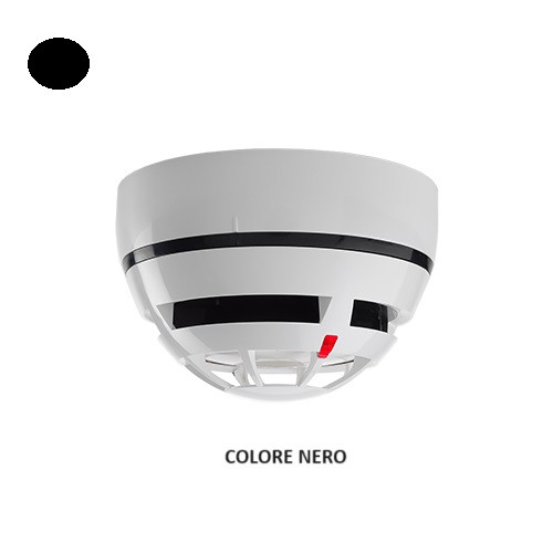 Rilevatore ottico di fumo Wireless di colore nero.